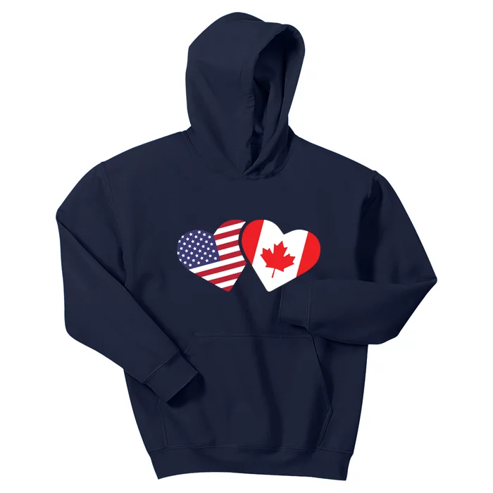 Canada USA Flag Heart Canadian Americans Love Cute Kids Hoodie