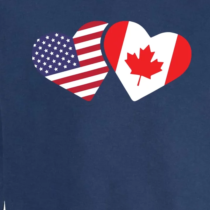 Canada USA Flag Heart Canadian Americans Love Cute Garment-Dyed Sweatshirt