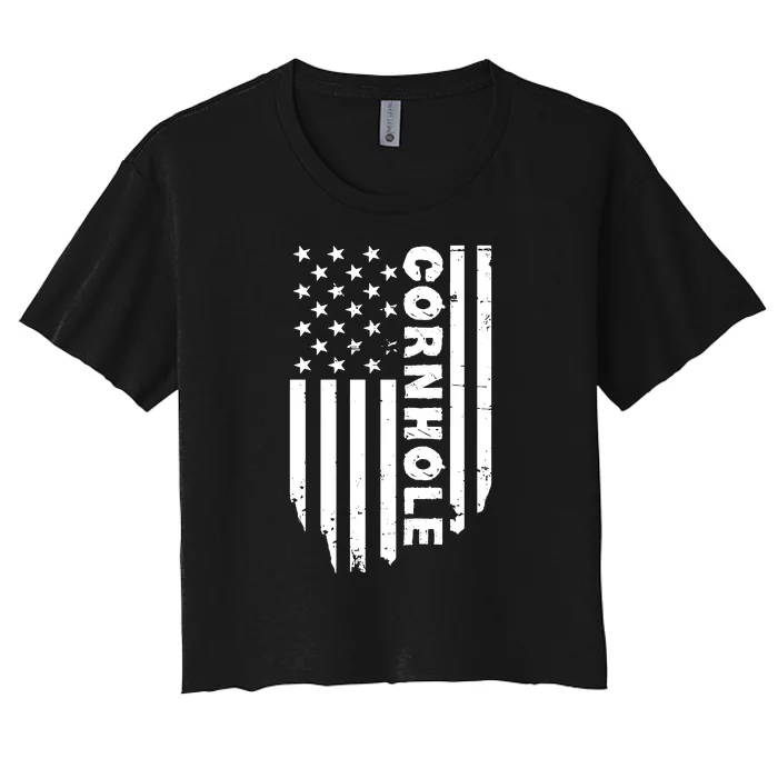 Cornhole Us Flag Women's Crop Top Tee