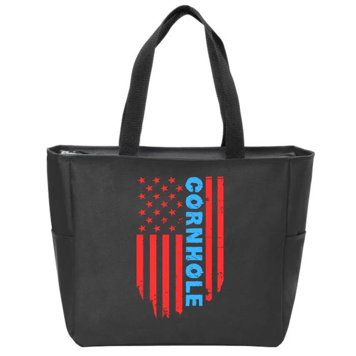 Cornhole Us Flag Zip Tote Bag