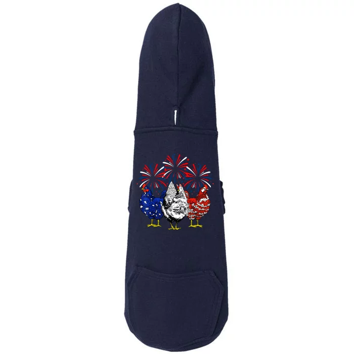 Chicken Usa Flag Patriotic Lover 4th Of July Doggie 3-End Fleece Hoodie