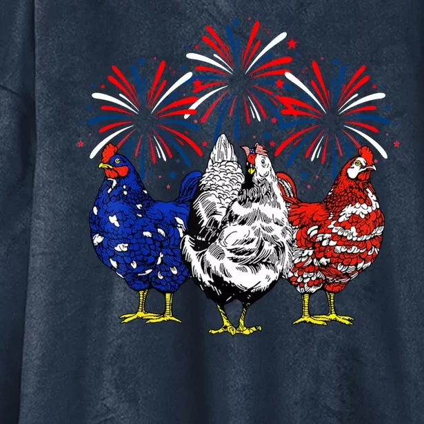 Chicken Usa Flag Patriotic Lover 4th Of July Hooded Wearable Blanket