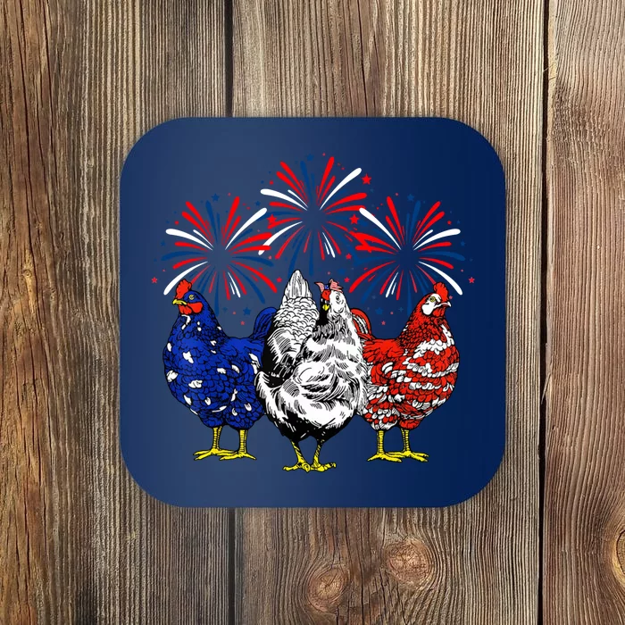 Chicken Usa Flag Patriotic Lover 4th Of July Coaster