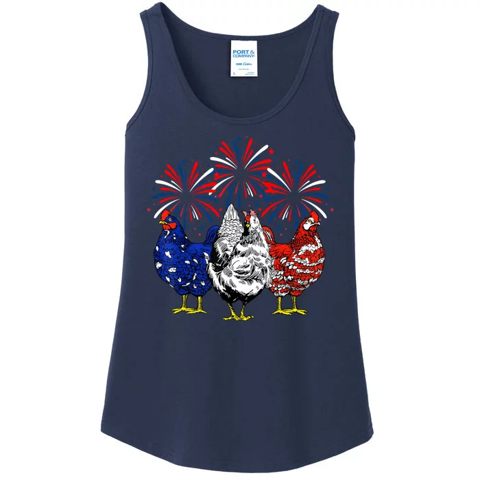 Chicken Usa Flag Patriotic Lover 4th Of July Ladies Essential Tank