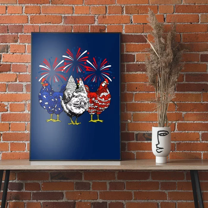 Chicken Usa Flag Patriotic Lover 4th Of July Poster