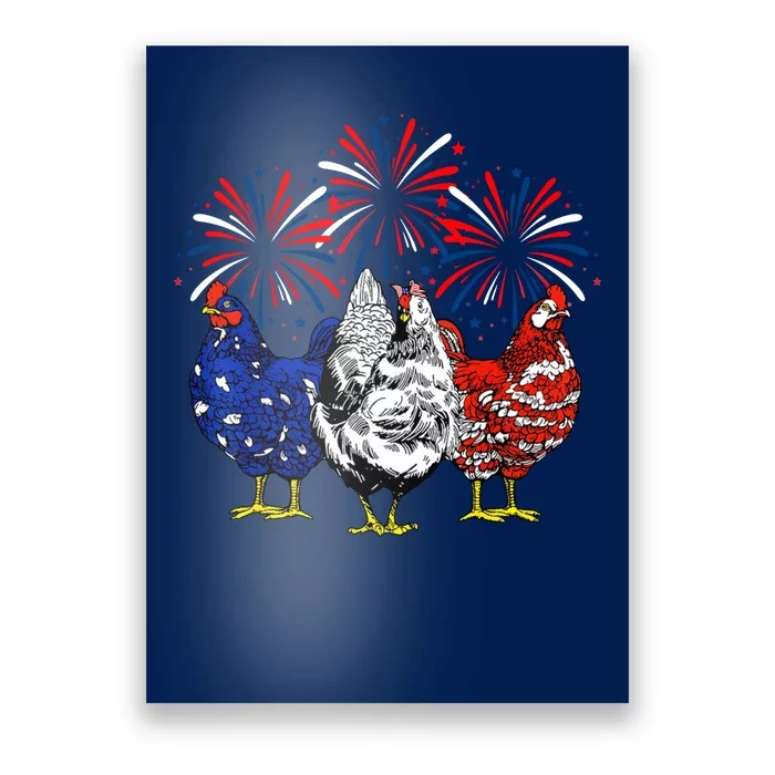 Chicken Usa Flag Patriotic Lover 4th Of July Poster