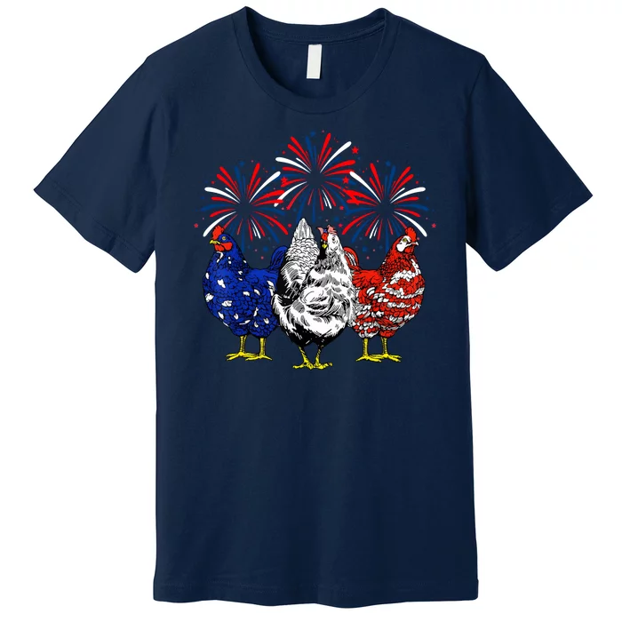 Chicken Usa Flag Patriotic Lover 4th Of July Premium T-Shirt