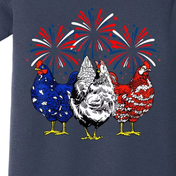 Chicken Usa Flag Patriotic Lover 4th Of July Baby Bodysuit