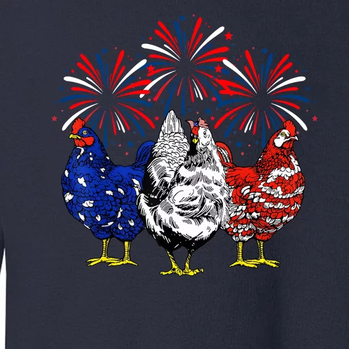 Chicken Usa Flag Patriotic Lover 4th Of July Toddler Sweatshirt