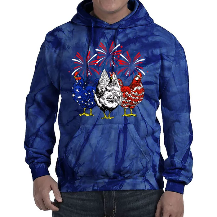 Chicken Usa Flag Patriotic Lover 4th Of July Tie Dye Hoodie