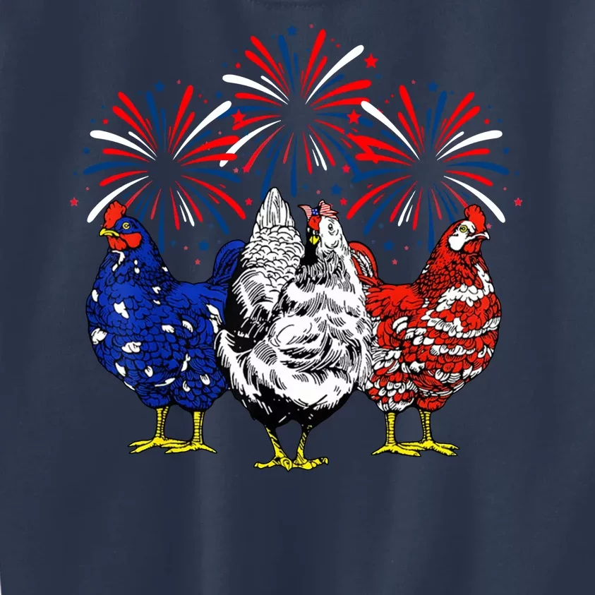 Chicken Usa Flag Patriotic Lover 4th Of July Kids Sweatshirt