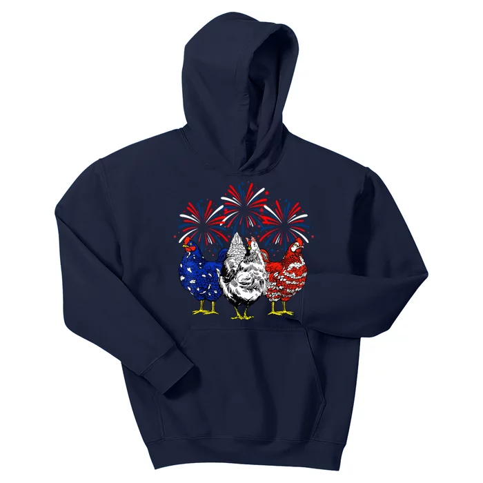 Chicken Usa Flag Patriotic Lover 4th Of July Kids Hoodie