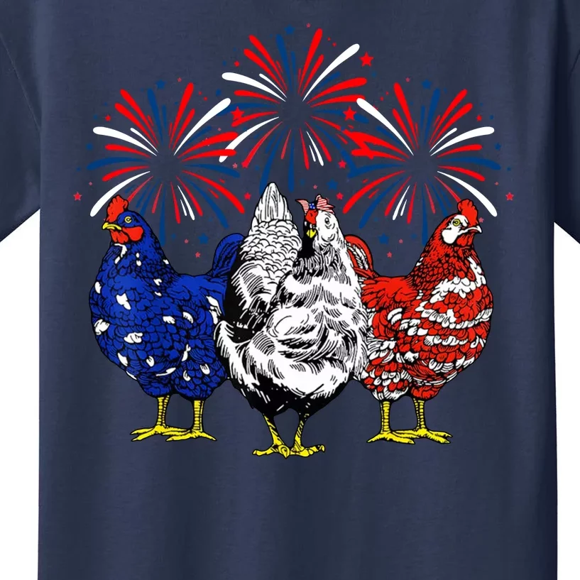 Chicken Usa Flag Patriotic Lover 4th Of July Kids T-Shirt