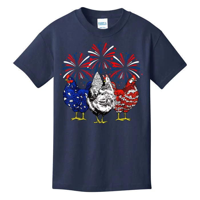 Chicken Usa Flag Patriotic Lover 4th Of July Kids T-Shirt