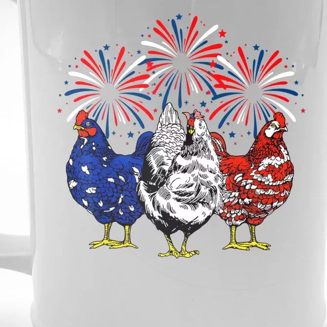 Chicken Usa Flag Patriotic Lover 4th Of July Front & Back Beer Stein