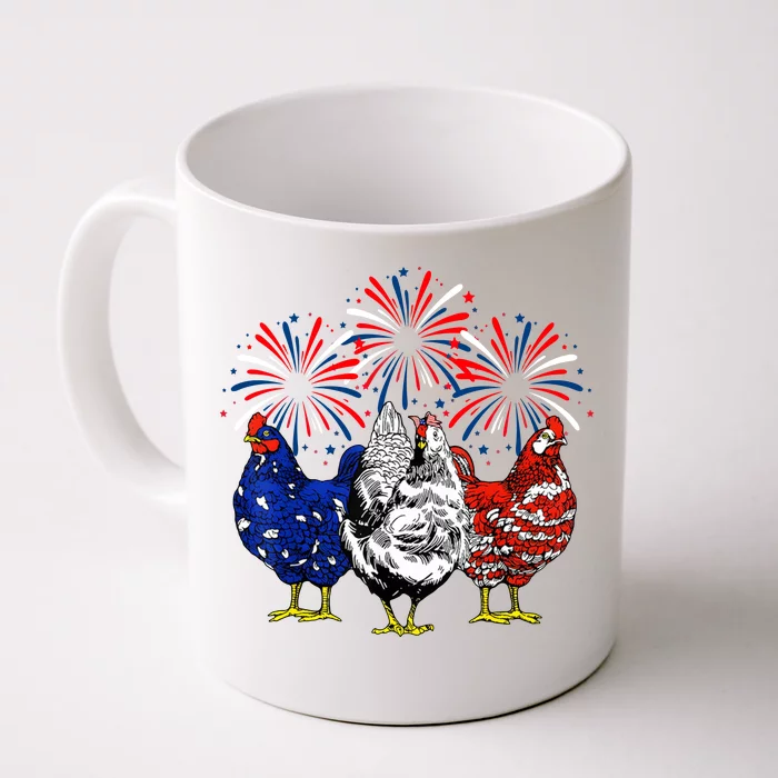 Chicken Usa Flag Patriotic Lover 4th Of July Front & Back Coffee Mug