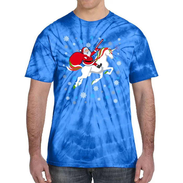 Christmas Unicorn Great Gift Funny Santa Riding A Unicorn Gift Tie-Dye T-Shirt