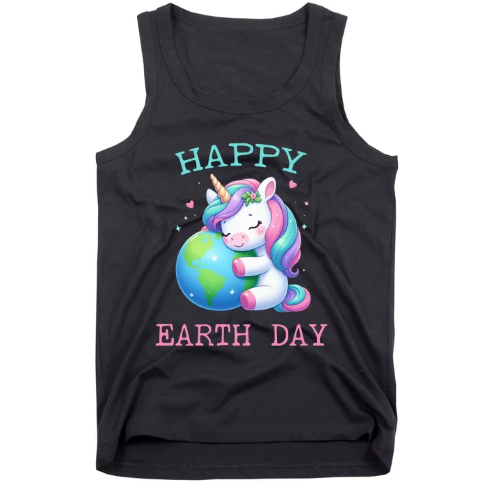 Cute Unicorn Happy Earth Day Groovy Tank Top