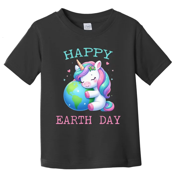 Cute Unicorn Happy Earth Day Groovy Toddler T-Shirt