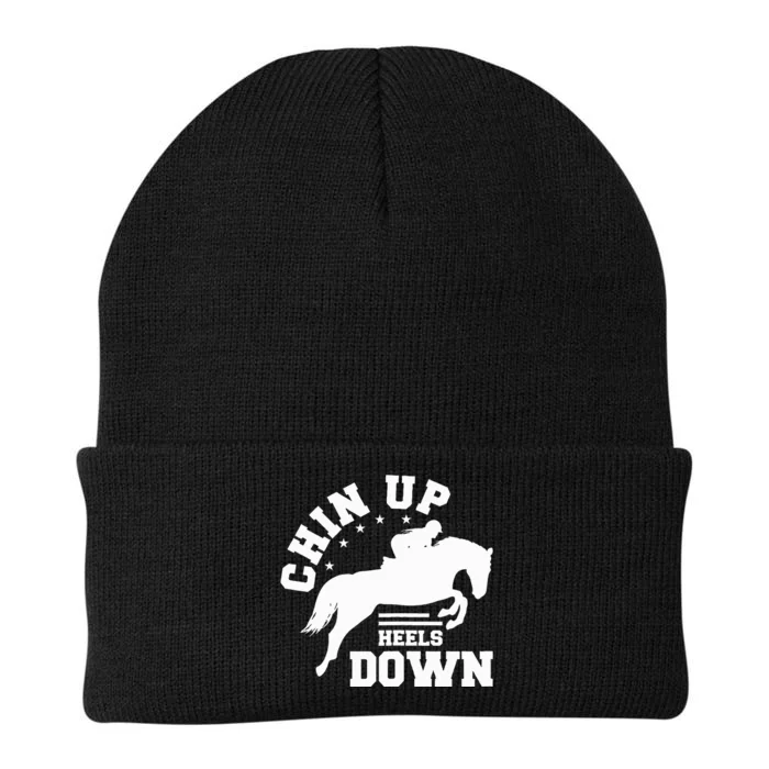 Chin Up Heels Down Horse Riding Rider Horses Gift Knit Cap Winter Beanie