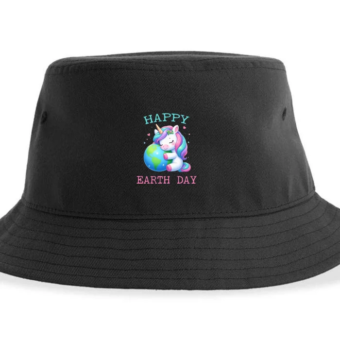 Cute Unicorn Happy Earth Day Groovy Sustainable Bucket Hat