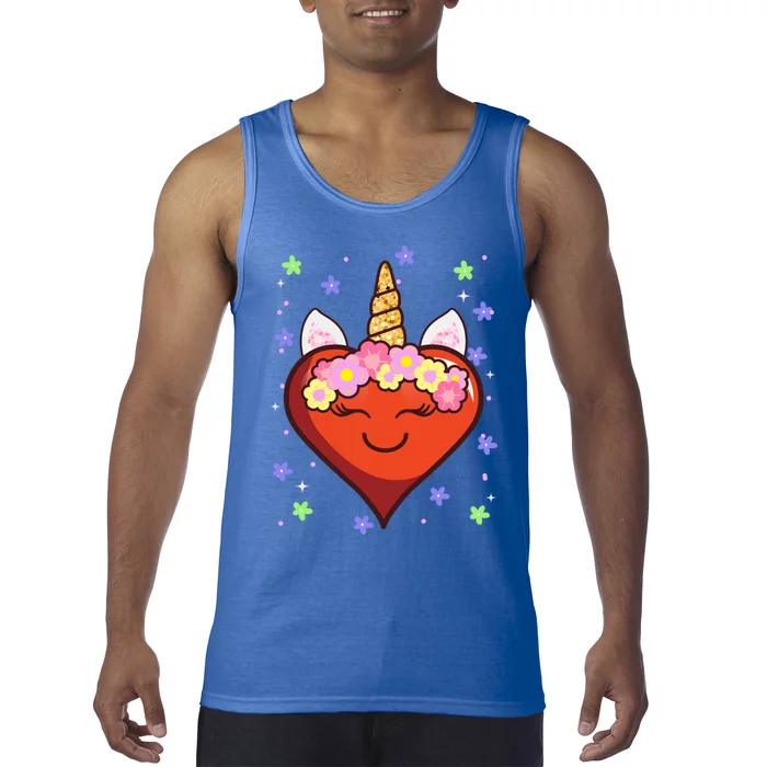 Cute Unicorn Heart Valentines Day Design Gift Tank Top