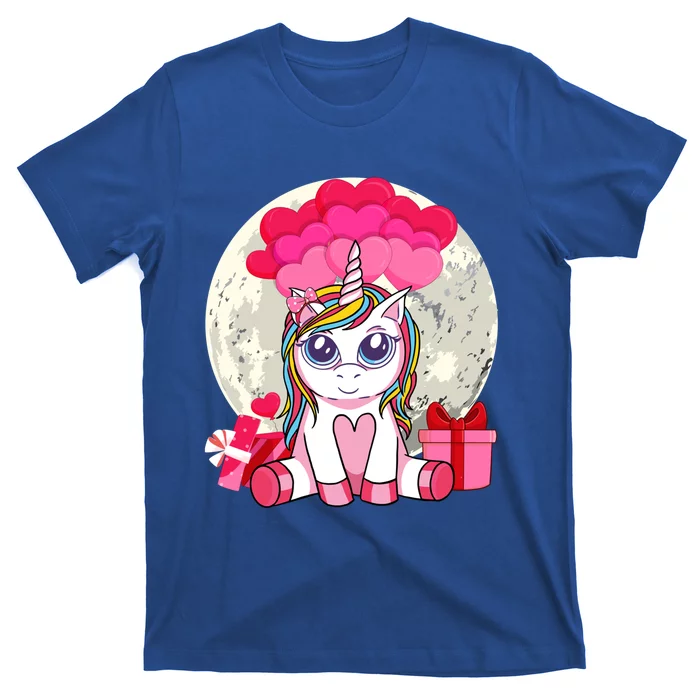 Cute Unicorn Heart Valentines Day Gift Moon Meaningful Gift T-Shirt