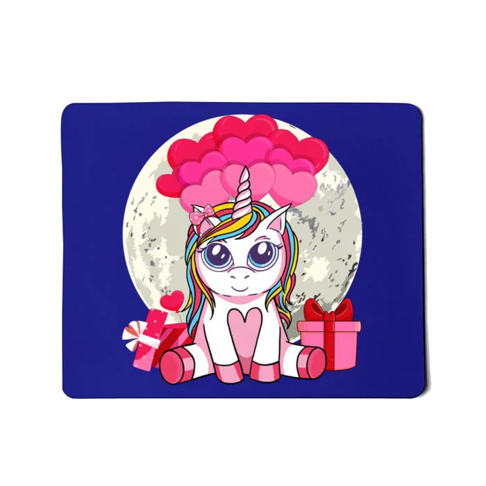 Cute Unicorn Heart Valentines Day Gift Moon Meaningful Gift Mousepad