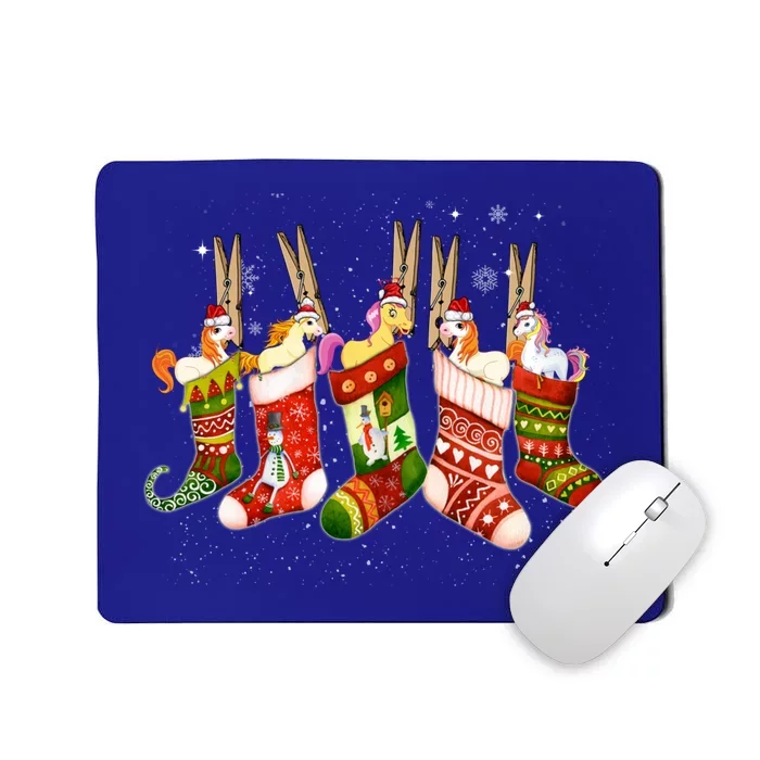 Cute Unicorns In Christmas Sock Santa Hat Xmas Unicorn Lover Cool Gift Mousepad