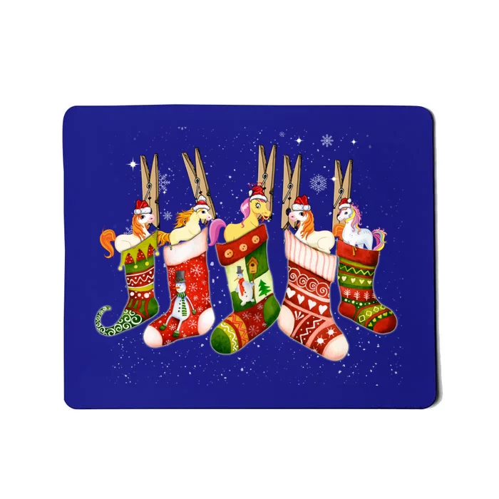 Cute Unicorns In Christmas Sock Santa Hat Xmas Unicorn Lover Cool Gift Mousepad