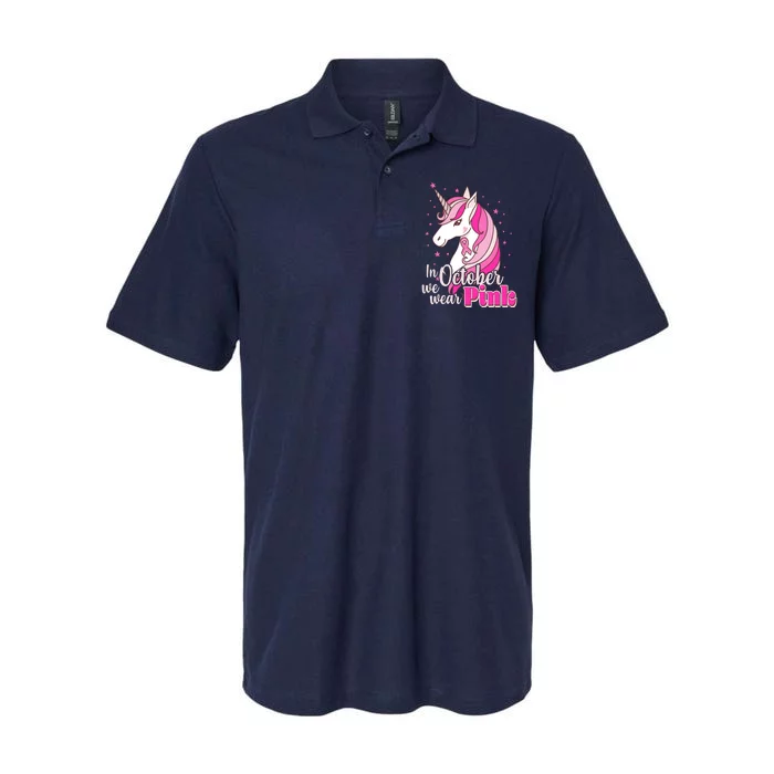 Cute Unicorn In October We Wear Pink Breast Cancer Awareness Softstyle Adult Sport Polo