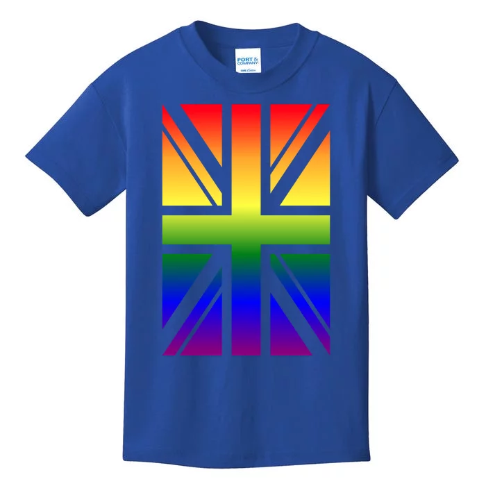 Colorful Union Jack British Flag In Lgbtq Rainbow Colors Funny Gift Kids T-Shirt