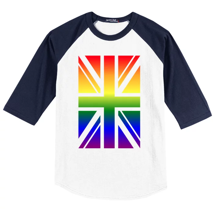 Colorful Union Jack British Flag In Lgbtq Rainbow Colors Funny Gift Baseball Sleeve Shirt