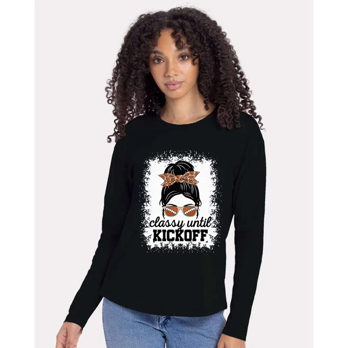 Classy Until Kickoff American Football Lover Game Day Womens Cotton Relaxed Long Sleeve T-Shirt