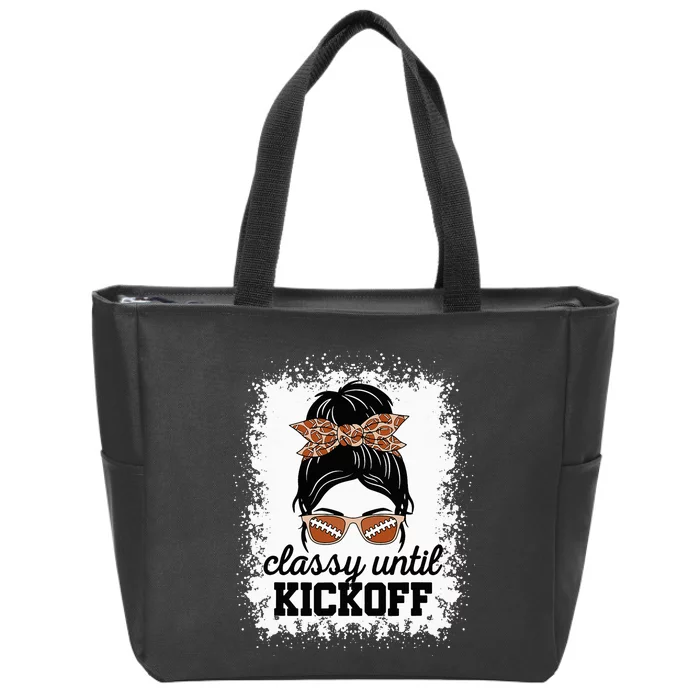 Classy Until Kickoff American Football Lover Game Day Zip Tote Bag