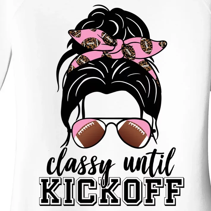 Classy Until Kickoff Football Hair Bun Women's Perfect Tri Tunic Long Sleeve Shirt