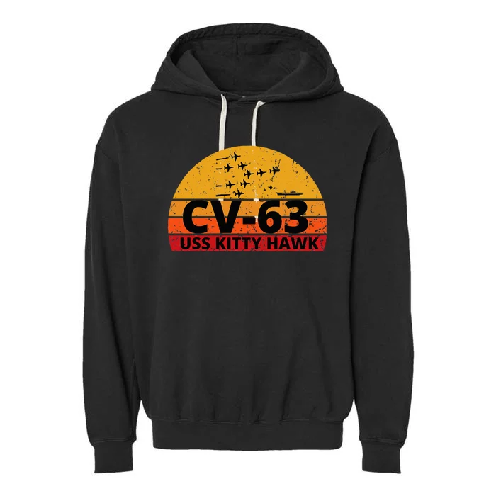 Cv63 Uss Kitty Hawk Aircraft Carrier Garment-Dyed Fleece Hoodie