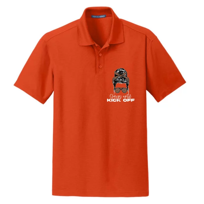 Classy Until Kickoff American Football Messy Bun Cool Gift Dry Zone Grid Performance Polo