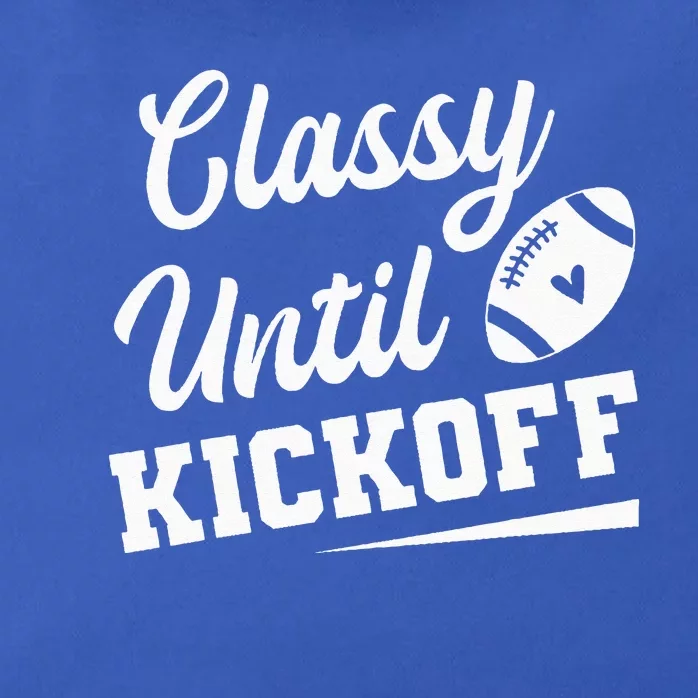 Classy Until Kickoff Funny Fantasy Football Heart Zip Tote Bag