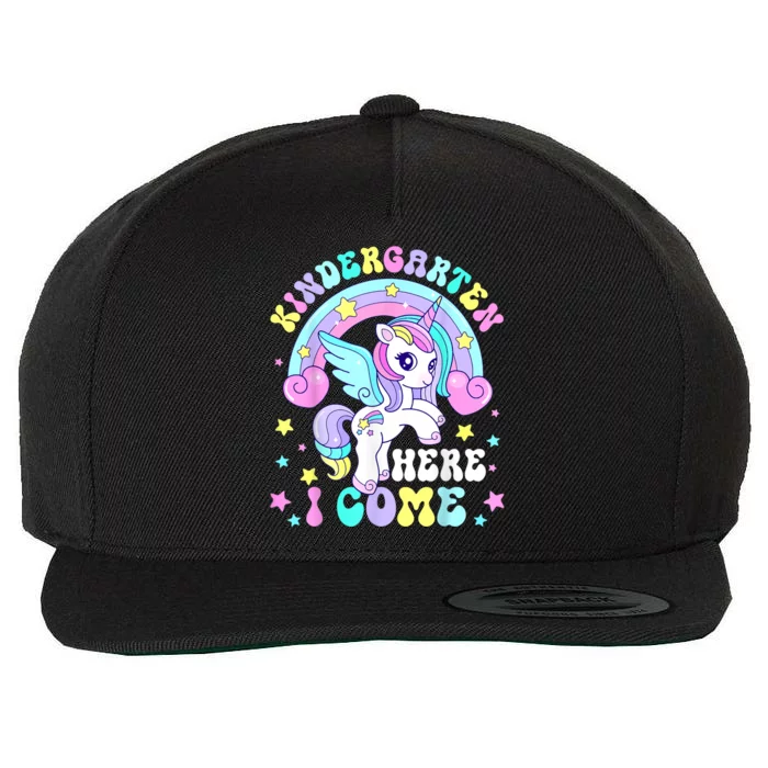 Cute Unicorn Kindergarten Here I Come Happy First Day School Wool Snapback Cap