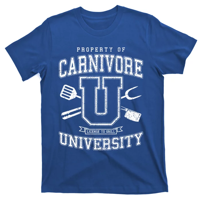 Carnivore University License To Grill Vintage Bbq Varsity Funny Gift T-Shirt