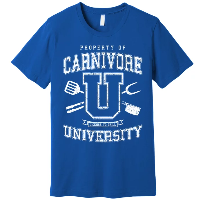 Carnivore University License To Grill Vintage Bbq Varsity Funny Gift Premium T-Shirt