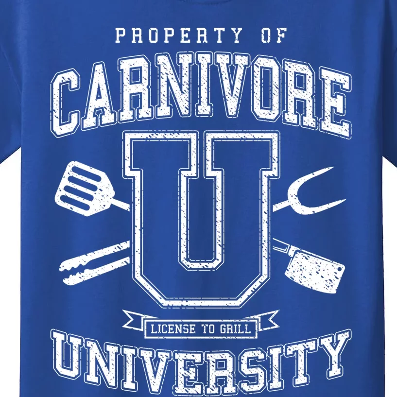 Carnivore University License To Grill Vintage Bbq Varsity Funny Gift Kids T-Shirt