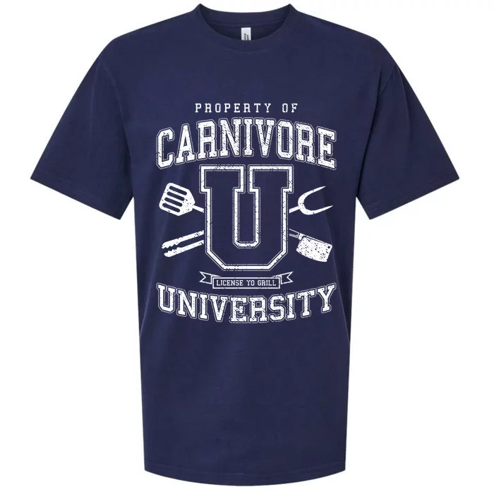 Carnivore University License To Grill Vintage Bbq Varsity Funny Gift Sueded Cloud Jersey T-Shirt