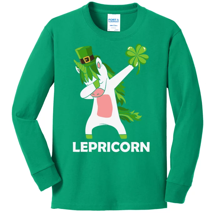 Cute Unicorn Lepricorn Unicorn Dabbing St Patricks Day Kids Long Sleeve Shirt