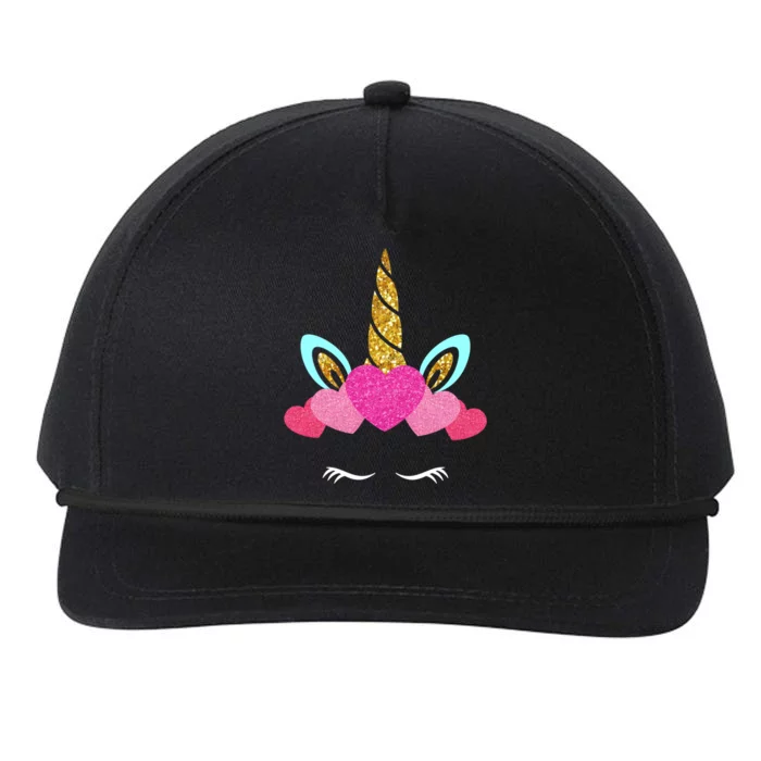 Cute Unicorn Lover With Hearts Crown Valentines Day Cute Gift Snapback Five-Panel Rope Hat