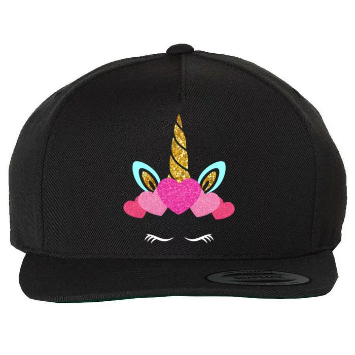 Cute Unicorn Lover With Hearts Crown Valentines Day Cute Gift Wool Snapback Cap