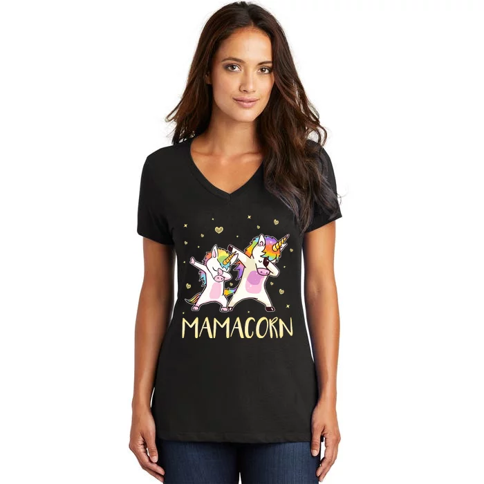 Cute Unicorn Mamacorn Mothers Day Women's V-Neck T-Shirt