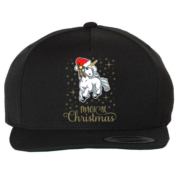 Christmas Unicorn Magical Xmas Wool Snapback Cap