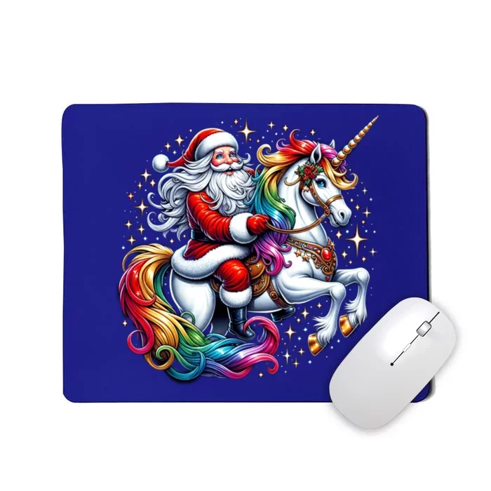 Christmas Unicorn Meaningful Gift Santa Riding Unicorn Rainbow Xmas Gift Mousepad